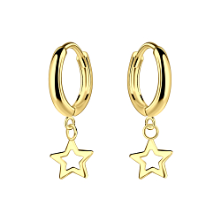 Silver Star Charm Huggie Earrings - Wholesale - 25138