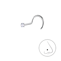 1.8mm Round Cubic Zirconia Silver Nose Spinner - Wholesale - 25181