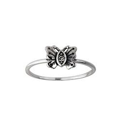 Silver Butterfly Crystal Ring - Wholesale - 26087 Silver Butterfly Crystal Ring - Wholesale - 26087