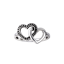 Silver Double Heart Ring - Wholesale - 26118 Silver Double Heart Ring - Wholesale - 26118