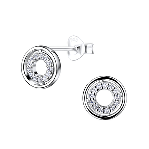 Silver Circle Stud Earrings9558