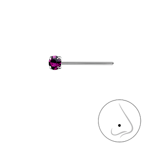 2.5mm Round Crystal Silver Nose Stud8828