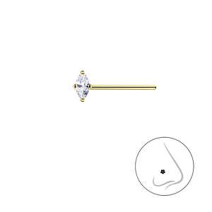 2x4mm Marquise Cubic Zirconia Silver Nose Stud10076