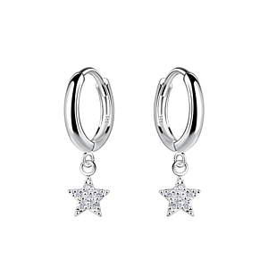 Silver Star Charm Huggie Earrings19789