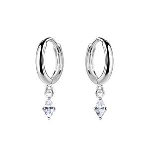 Silver Marquise Charm Huggie Earrings20033
