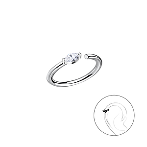 Silver Marquise Helix Hoop20636