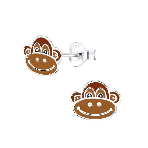 Silver Monkey Stud Earrings - Wholesale - 1740