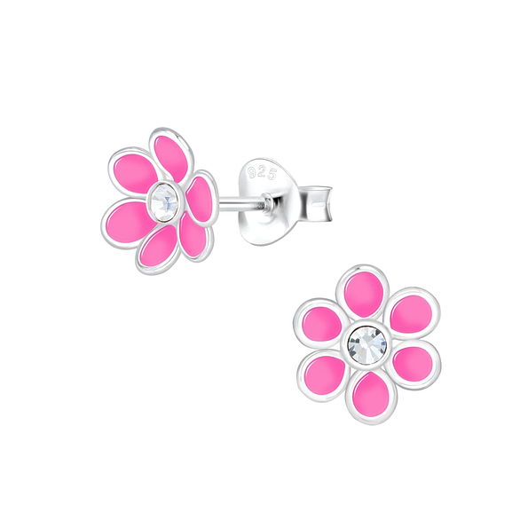 Silver Flower Stud Earrings - Wholesale - 1825