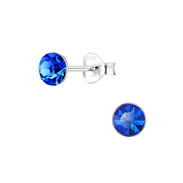 5mm Round Crystal Silver Stud Earrings - Wholesale - 1710