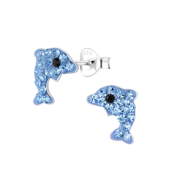 Silver Dolphin Stud Earrings - Wholesale - 1900