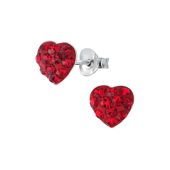 Silver Heart Stud Earrings - Wholesale - 1911