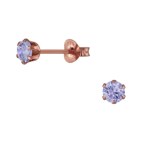 4mm Round Cubic Zirconia Silver Stud Earrings - Wholesale - 2860
