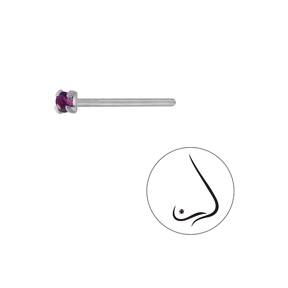 1.5mm Round Crystal Silver Nose Stud - Wholesale - 3295
