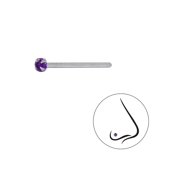 2mm Round Cubic Zirconia Silver Nose Stud - Wholesale - 3301