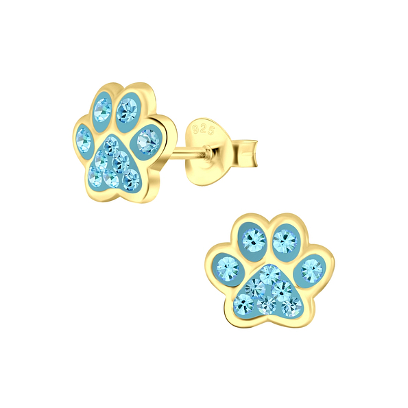 Silver Paw Print Stud Earrings - Wholesale - 4086