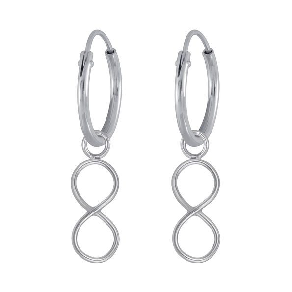 Silver Infinity Charm Hoop Earrings - Wholesale - 3900