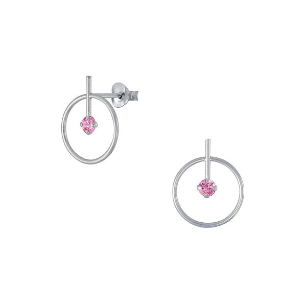 Silver Geometric Stud Earrings - Wholesale - 4329