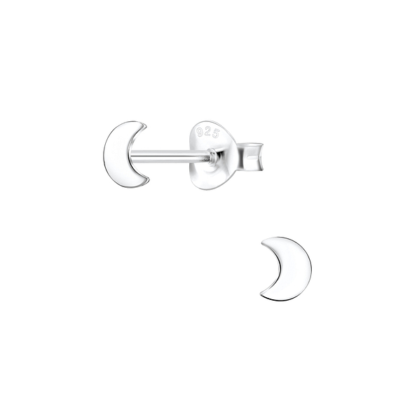 Silver Moon Stud Earrings - Wholesale - 4770 Silver Moon Stud Earrings - Wholesale - 4770