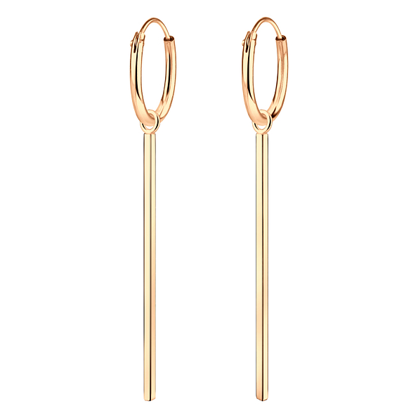 Silver Bar Charm Hoop Earrings - Wholesale - 8340