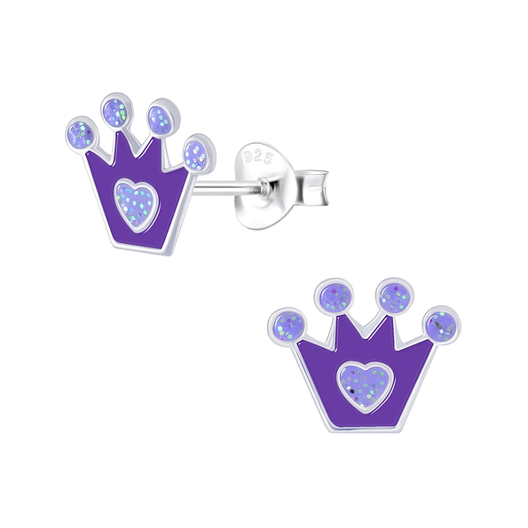 Silver Crown Stud Earrings - Wholesale - 5618