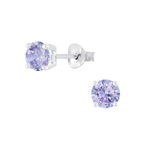 5mm Round Cubic Zirconia Silver Stud Earrings - Wholesale - 6396