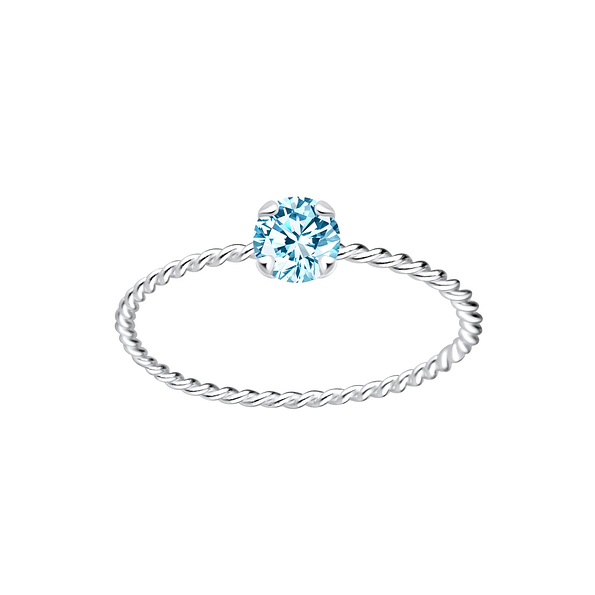 4mm Round Cubic Zirconia Silver Twisted Band Solitaire Ring - Wholesale - 4642 4mm Round Cubic Zirconia Silver Twisted Band Solitaire Ring - Wholesale - 4642