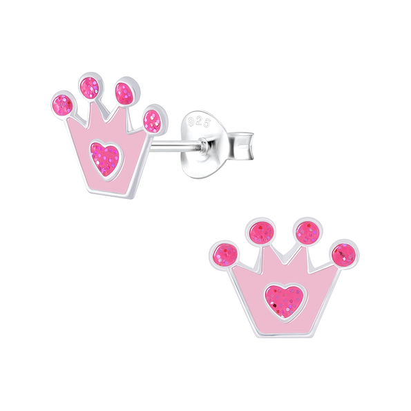 Silver Crown Stud Earrings - Wholesale - 6602