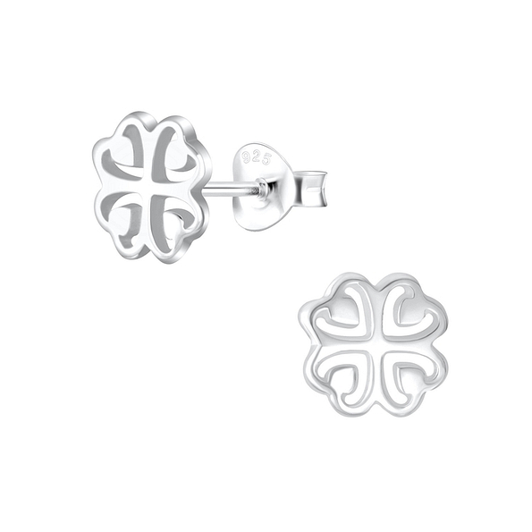 Silver Clover Stud Earrings - Wholesale - 6715