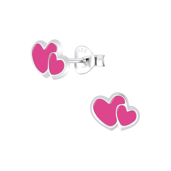 Silver Heart Stud Earrings - Wholesale - 5881