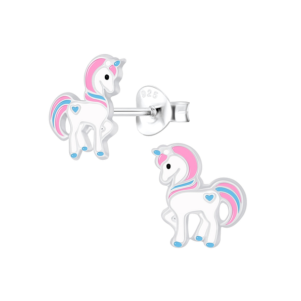Silver Unicorn Stud Earrings - Wholesale - 6864