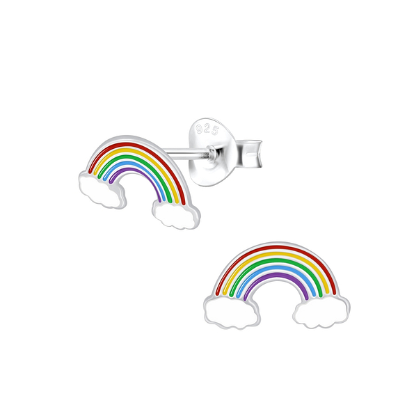 Silver Rainbow Stud Earrings - Wholesale - 7014