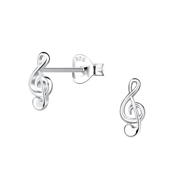 Silver G-Clef Stud Earrings - Wholesale - 6368 Silver G-Clef Stud Earrings - Wholesale - 6368