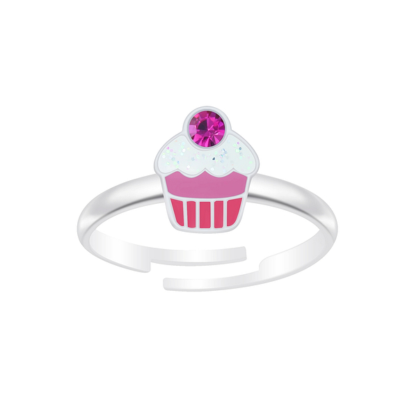 Silver Cupcake Adjustable Ring - Wholesale - 7345 Silver Cupcake Adjustable Ring - Wholesale - 7345