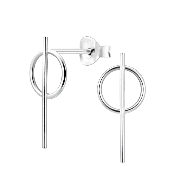 Silver Geometric Stud Earrings - Wholesale - 7574 Silver Geometric Stud Earrings - Wholesale - 7574