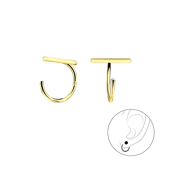 Silver Bar Ear Huggers - Wholesale - 7886