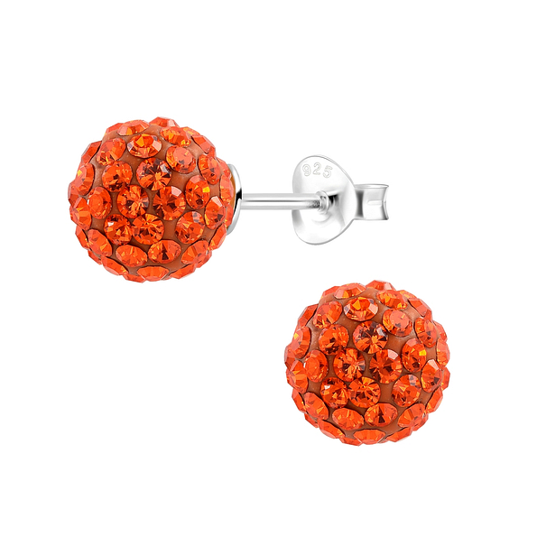 8mm Crystal Ball Silver Stud Earrings - Wholesale - 6243