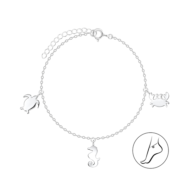 Silver Ocean Life Anklet - Wholesale - 8110