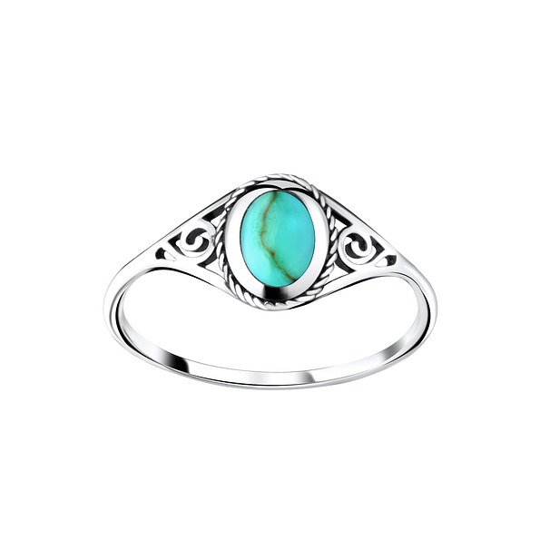 Silver Turquoise Shell Ring - Wholesale - 8416 Silver Turquoise Shell Ring - Wholesale - 8416