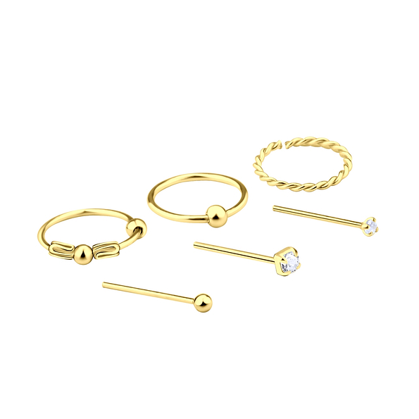 Silver Mixed Nose Jewelry Set – Pack of 6 - Wholesale - 8476