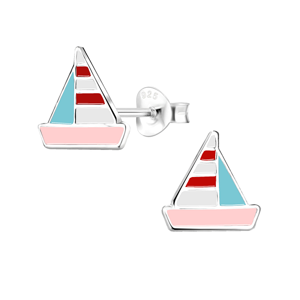 Silver Sailboat Stud Earrings - Wholesale - 8031 Silver Sailboat Stud Earrings - Wholesale - 8031
