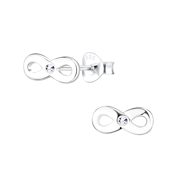 Silver Infinity Stud Earrings - Wholesale - 8969