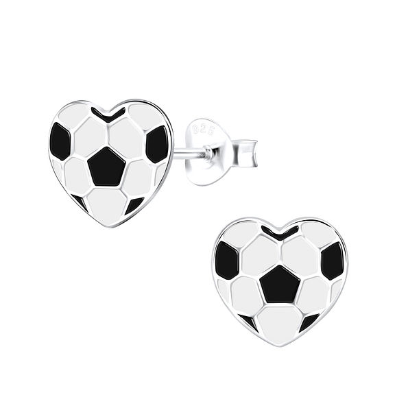 Silver Football Stud Earrings - Wholesale - 9060 Silver Football Stud Earrings - Wholesale - 9060