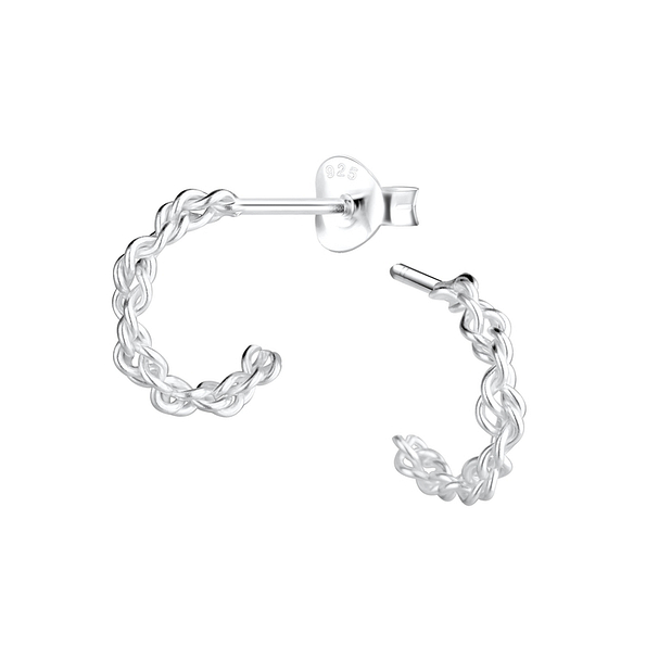 Silver Twisted Half Hoop Stud Earrings - Wholesale - 9247 Silver Twisted Half Hoop Stud Earrings - Wholesale - 9247