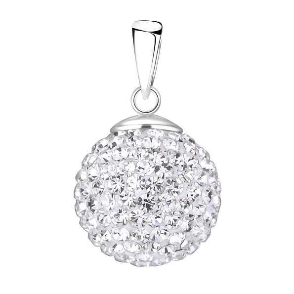Silver Crystal Ball Pendant - Wholesale - 9449