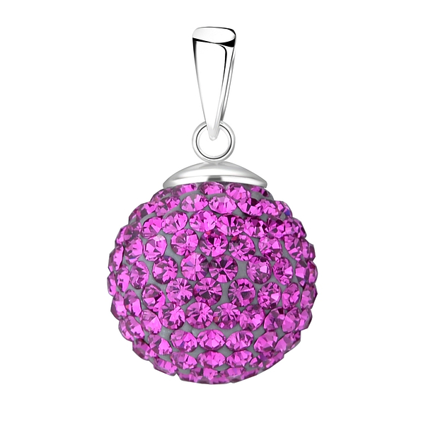 14mm Crystal Ball Silver Pendant - Wholesale - 9450