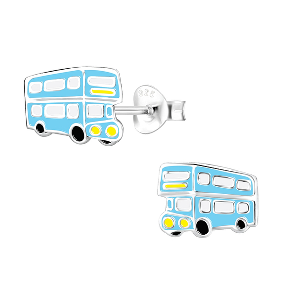 Silver London Bus Stud Earrings - Wholesale - 9859