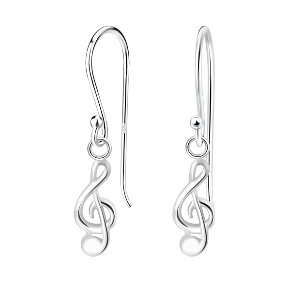 Silver G-Clef Earrings - Wholesale - 10128