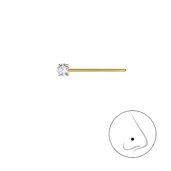 2mm Round Cubic Zirconia Silver Nose Stud - Wholesale - 10075