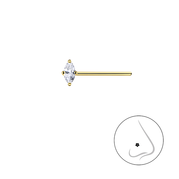 2x4mm Marquise Cubic Zirconia Silver Nose Stud - Wholesale - 10076