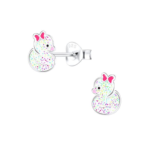 Silver Duck Stud Earrings - Wholesale - 9888 Silver Duck Stud Earrings - Wholesale - 9888